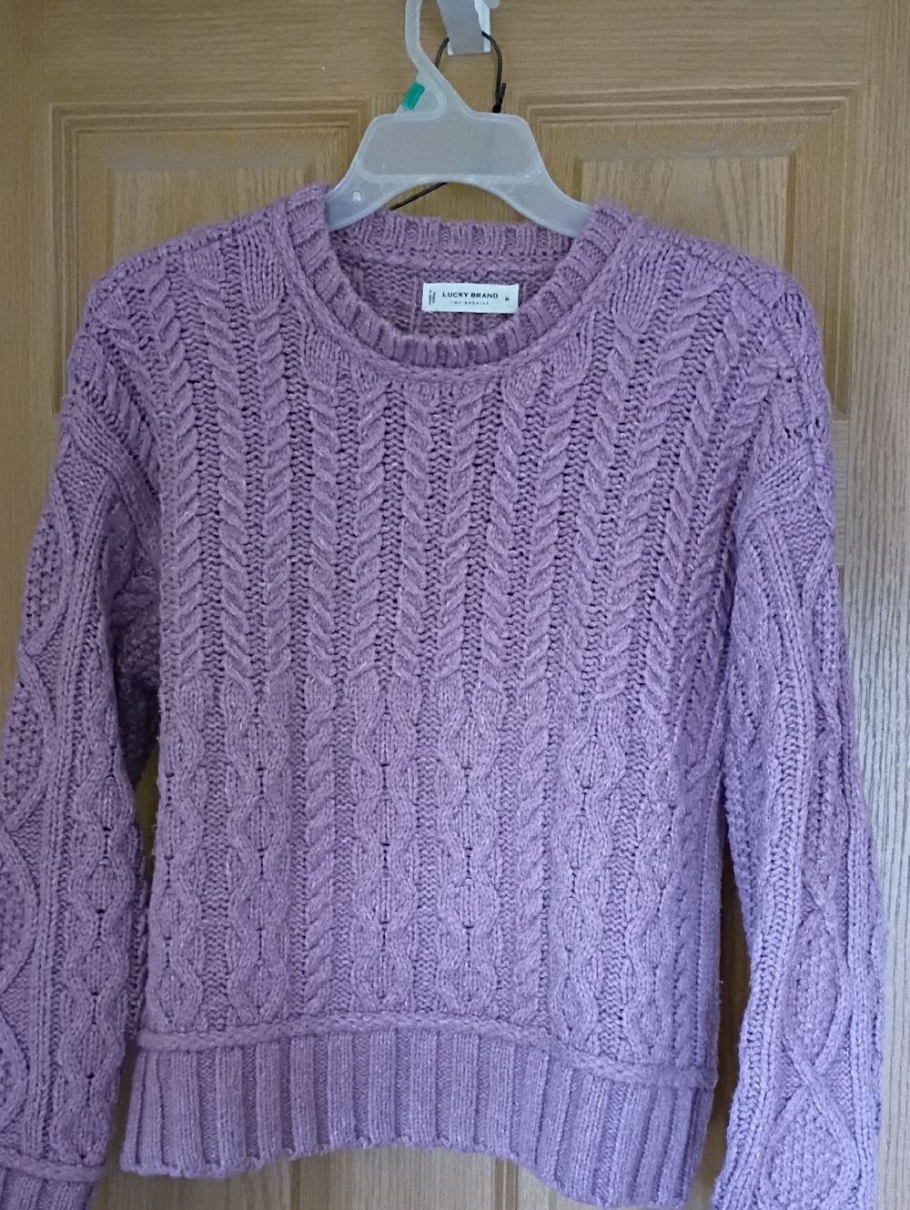 Lucky Brand Lilac Cable Knit Crew Sweater